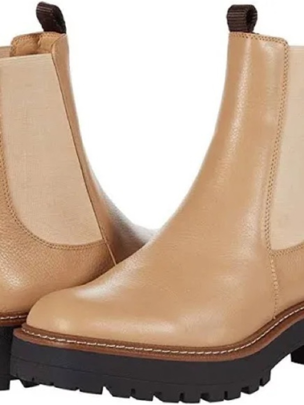 Sam Edelman ~Laguna Leather Beige Chelsea Boots - Classic Slip-On Ankle Boot